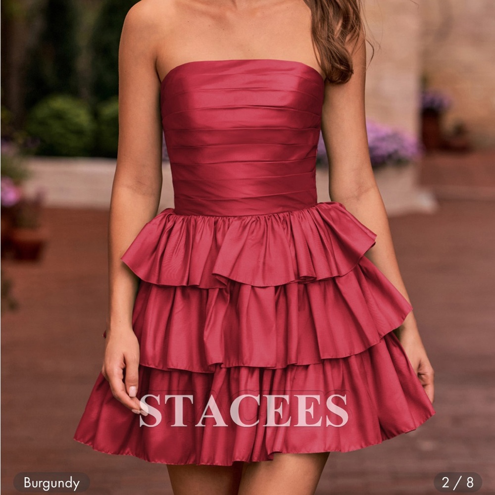 A-Line Tiered Strapless Ruffle Dress Size 10 or 12